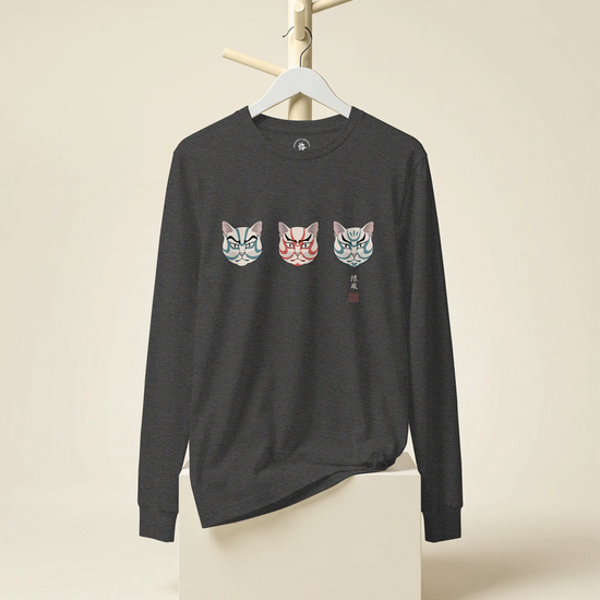 The Kabuki Neko Trio Unisex Long Sleeve Tee - Samurai Original