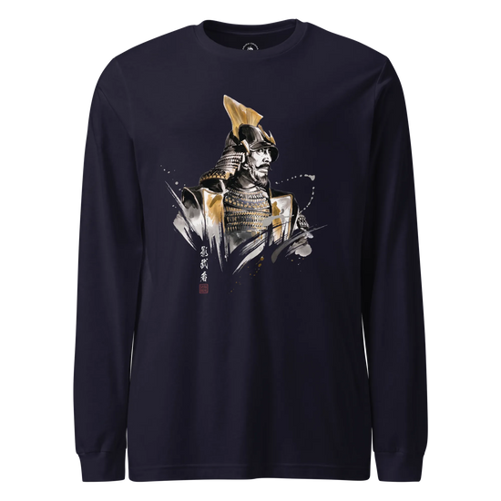 The Kagemusha Sumi-e Japanese Art Unisex Long Sleeve Tee Navy - Samurai Original