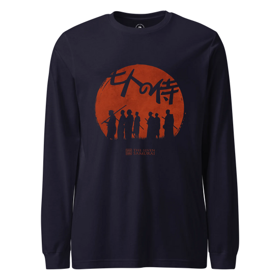 The Seven Samurai Japanese Art Unisex Long Sleeve Tee Navy - Samurai Original