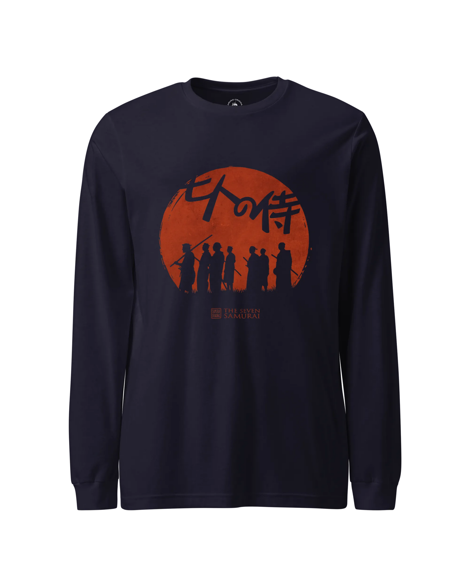 The Seven Samurai Japanese Art Unisex Long Sleeve Tee Navy - Samurai Original