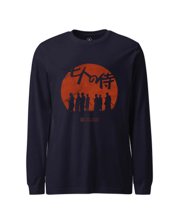 The Seven Samurai Japanese Art Unisex Long Sleeve Tee Navy - Samurai Original