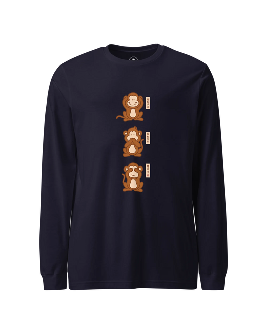 Three wise monkey Ukiyo-e Unisex Long Sleeve Tee