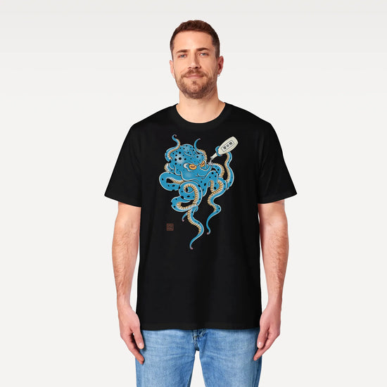 Tipsy Octopus Japanese Sake Organic T-Shirt - Samurai Original