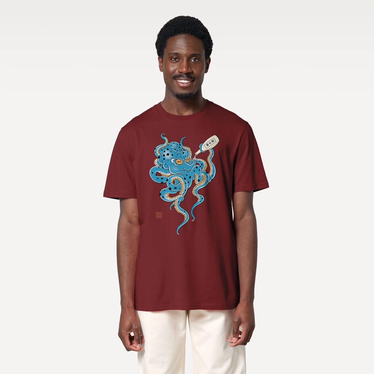 Tipsy Octopus Japanese Sake Organic T-Shirt - Samurai Original