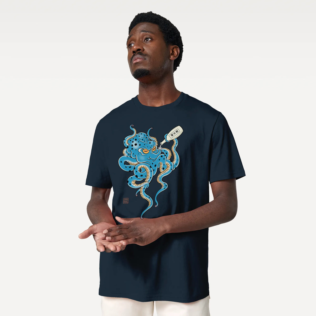 Tipsy Octopus Japanese Sake Organic T-Shirt - Samurai Original