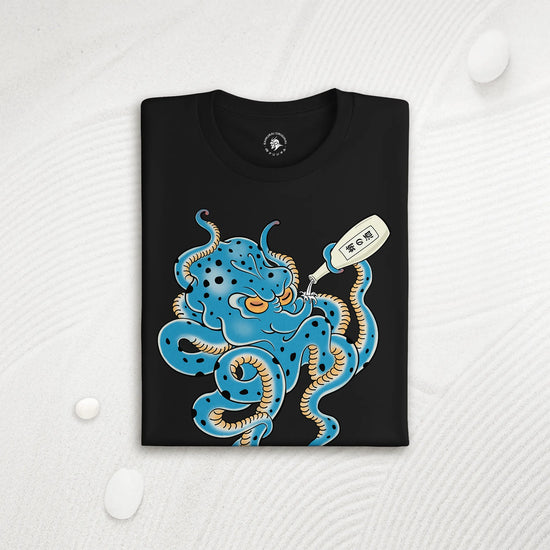 Tipsy Octopus Japanese Sake Organic T-Shirt - Samurai Original