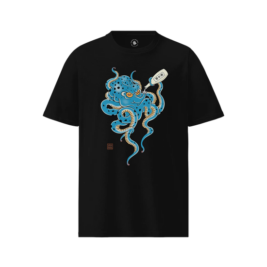 Tipsy Octopus Japanese Sake Organic T-Shirt Black - Samurai Original