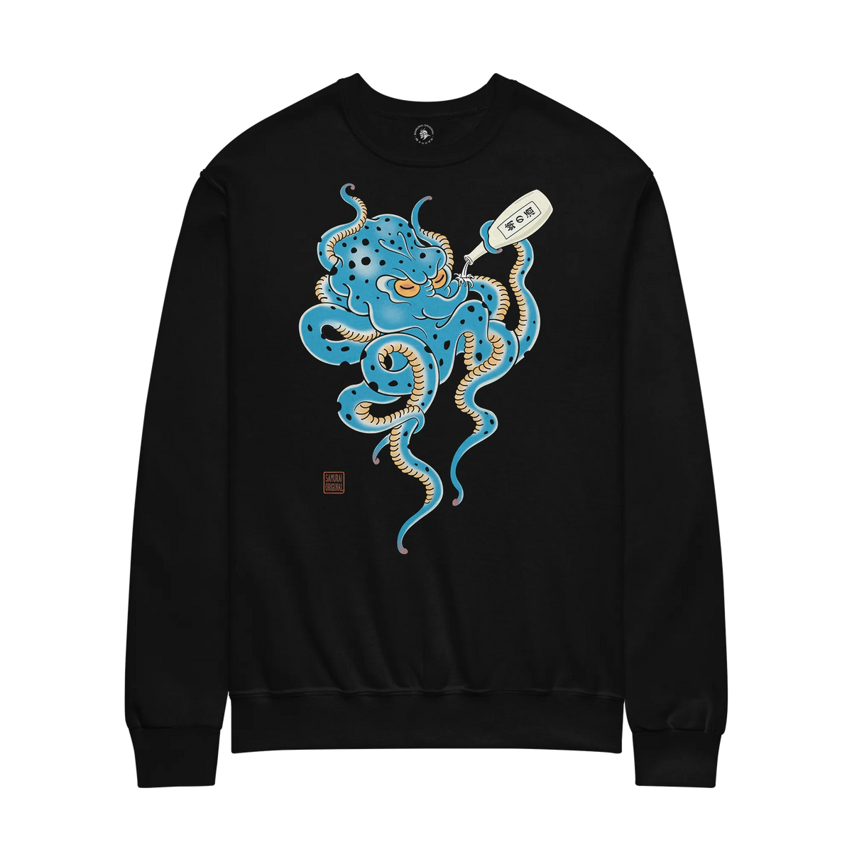 Tipsy Octopus Japanese Sake Unisex Sweatshirt Black - Samurai Original