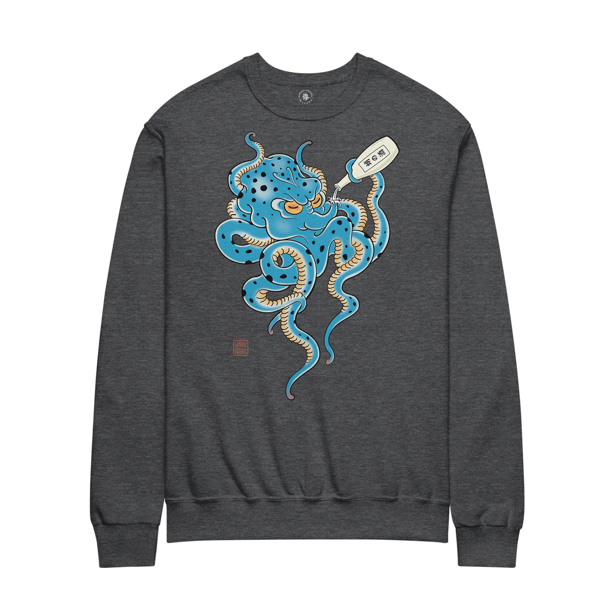 Tipsy Octopus Japanese Sake Unisex Sweatshirt Dark Heather - Samurai Original