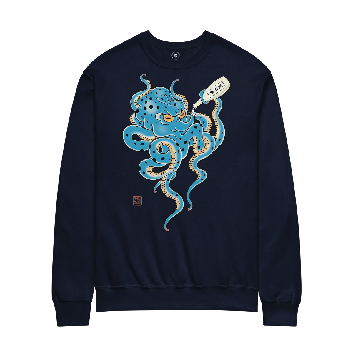 Tipsy Octopus Japanese Sake Unisex Sweatshirt Navy - Samurai Original