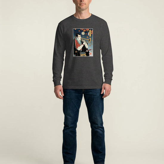 Trombone Samurai Music Ukiyo-e Unisex Long Sleeve Tee - Samurai Original