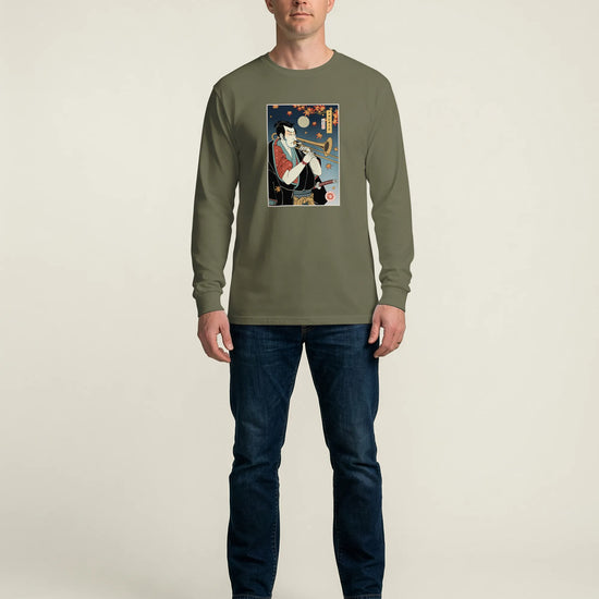 Trombone Samurai Music Ukiyo-e Unisex Long Sleeve Tee - Samurai Original