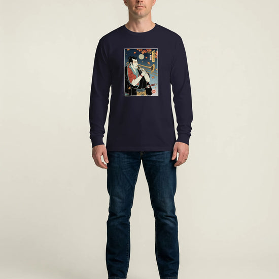 Trombone Samurai Music Ukiyo-e Unisex Long Sleeve Tee - Samurai Original