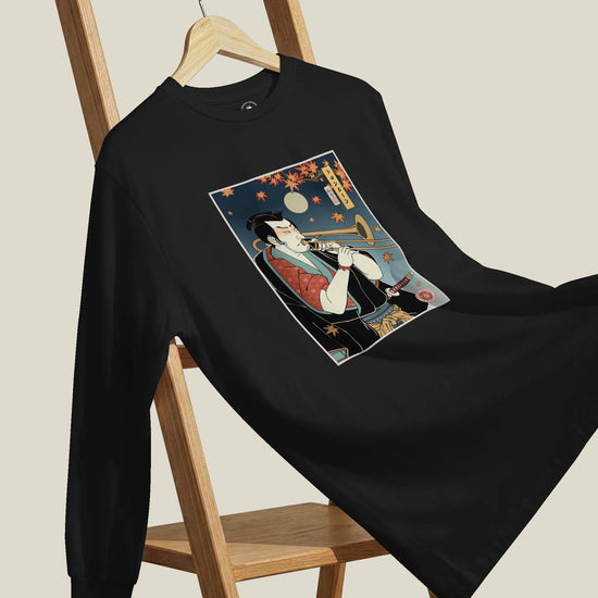 Trombone Samurai Music Ukiyo-e Unisex Long Sleeve Tee - Samurai Original