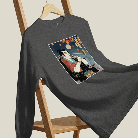 Trombone Samurai Music Ukiyo-e Unisex Long Sleeve Tee - Samurai Original