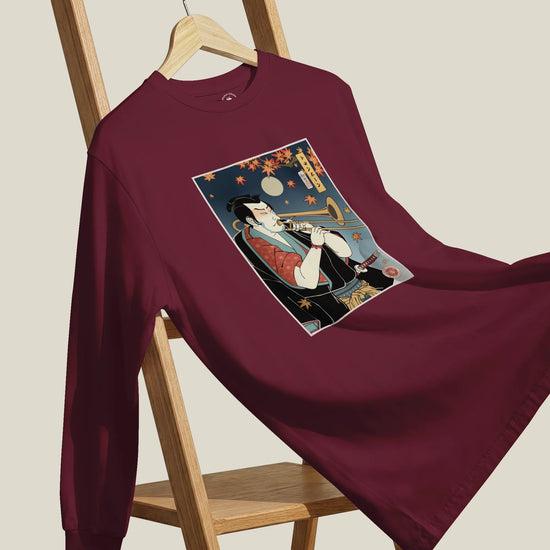 Trombone Samurai Music Ukiyo-e Unisex Long Sleeve Tee - Samurai Original