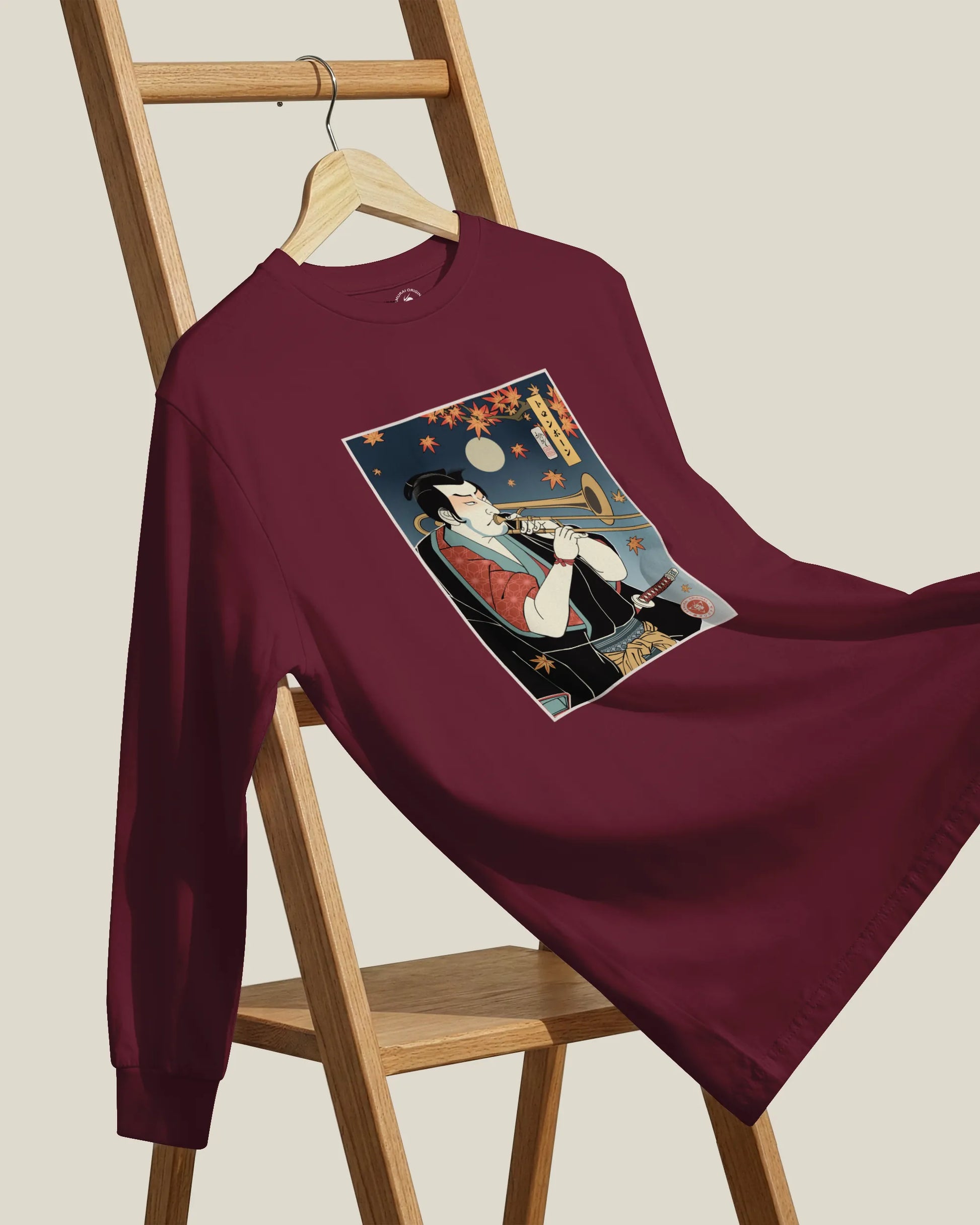 Trombone Samurai Music Ukiyo-e Unisex Long Sleeve Tee - Samurai Original
