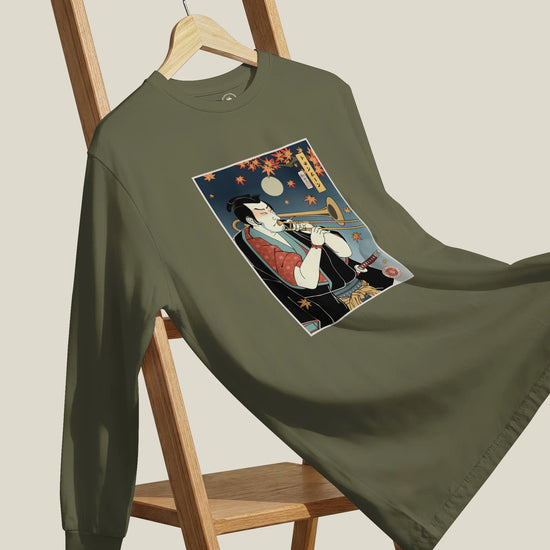 Trombone Samurai Music Ukiyo-e Unisex Long Sleeve Tee - Samurai Original