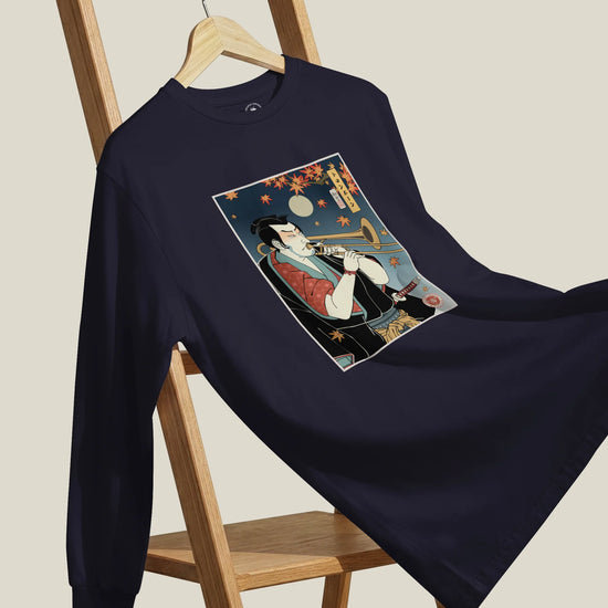 Trombone Samurai Music Ukiyo-e Unisex Long Sleeve Tee - Samurai Original
