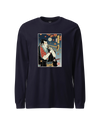 Trombone Samurai Music Ukiyo-e Unisex Long Sleeve Tee Navy - Samurai Original