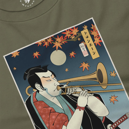 Trombone Samurai Music Ukiyo-e Unisex Long Sleeve Tee - Samurai Original