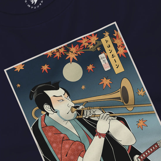 Trombone Samurai Music Ukiyo-e Unisex Long Sleeve Tee - Samurai Original