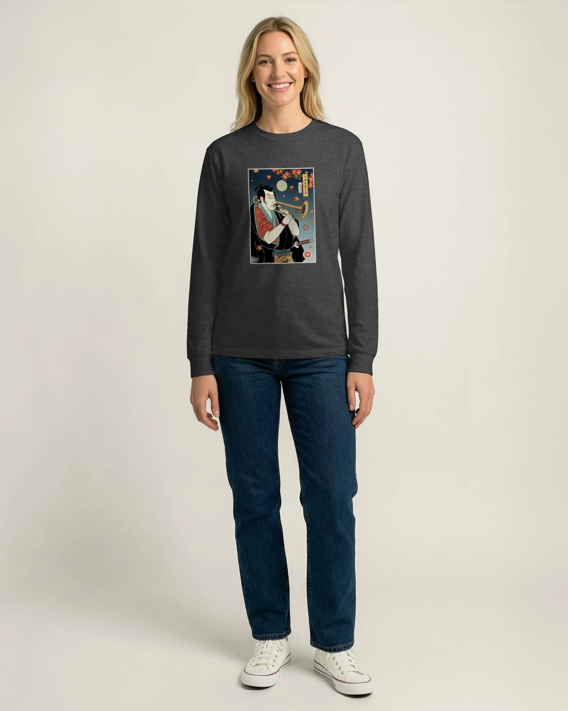 Trombone Samurai Music Ukiyo-e Unisex Long Sleeve Tee - Samurai Original