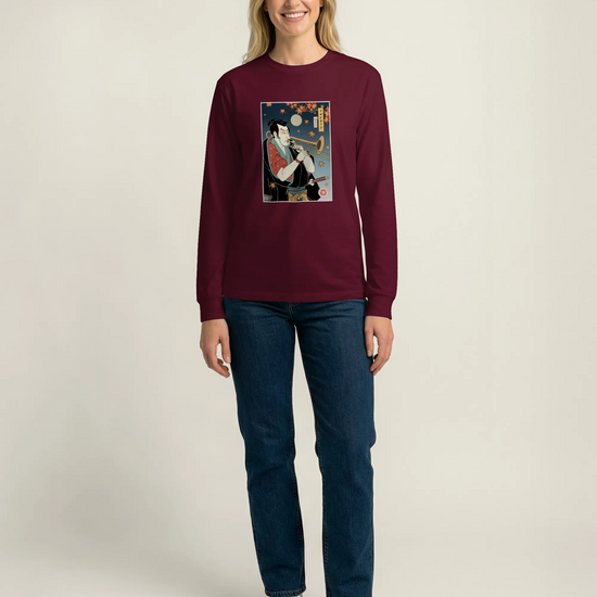 Trombone Samurai Music Ukiyo-e Unisex Long Sleeve Tee - Samurai Original