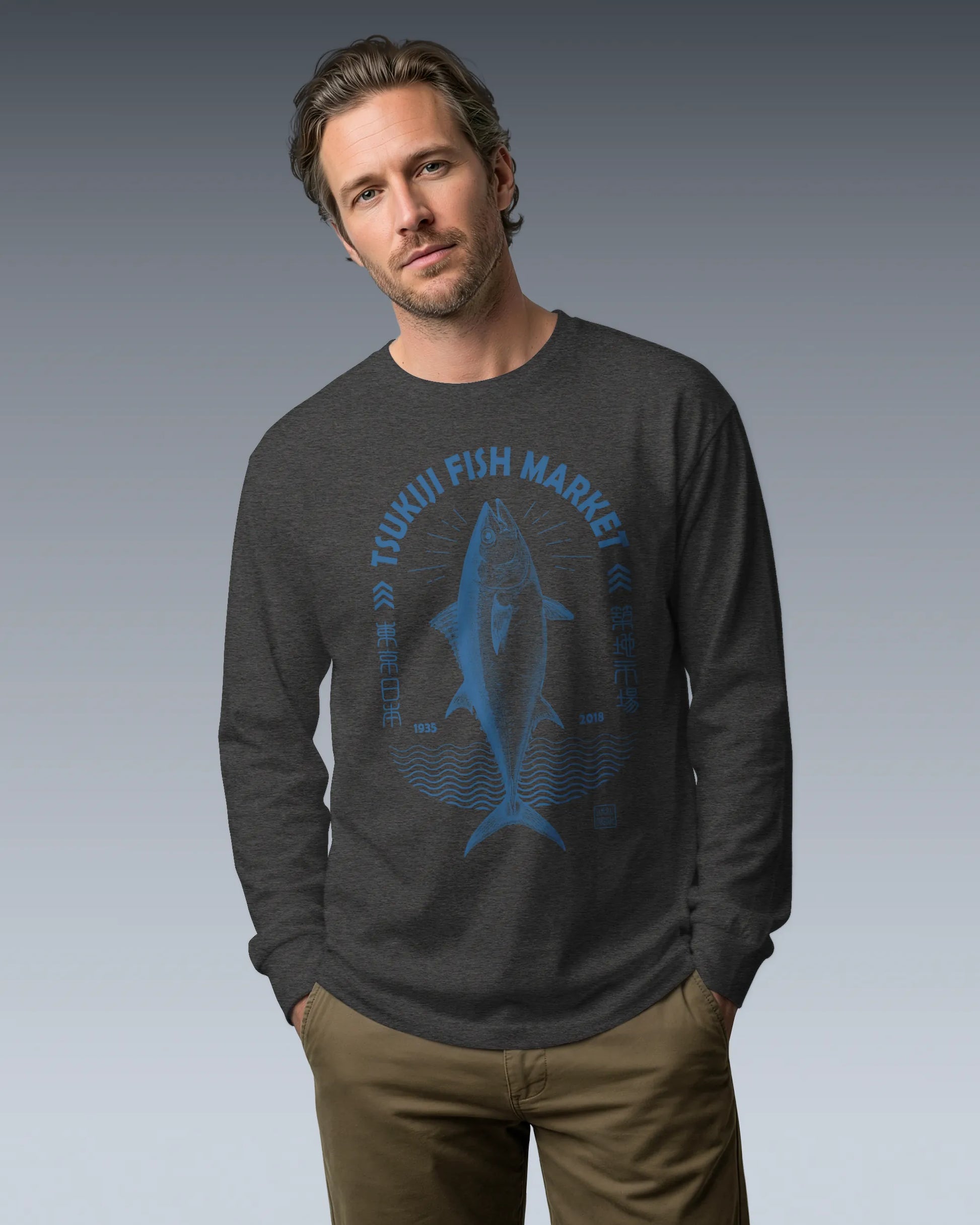 Tsukiji Tuna Market Vintage Unisex Long Sleeve Tee - Samurai Original