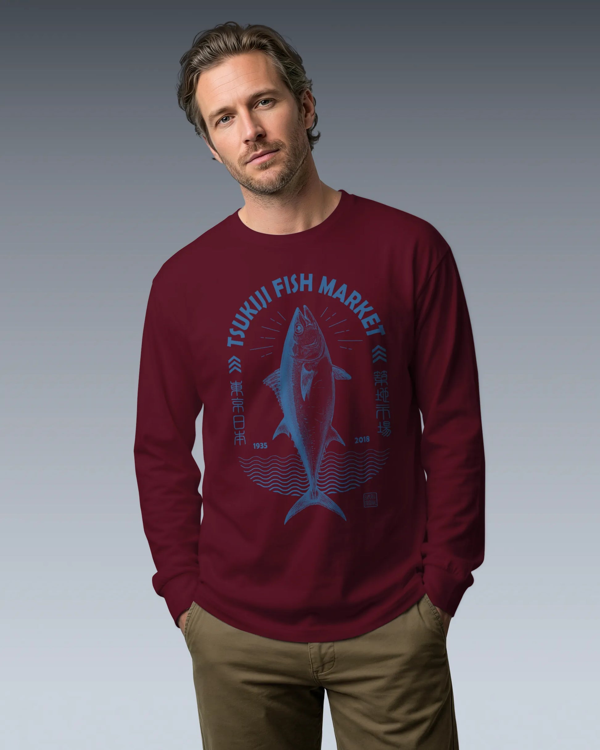 Tsukiji Tuna Market Vintage Unisex Long Sleeve Tee - Samurai Original