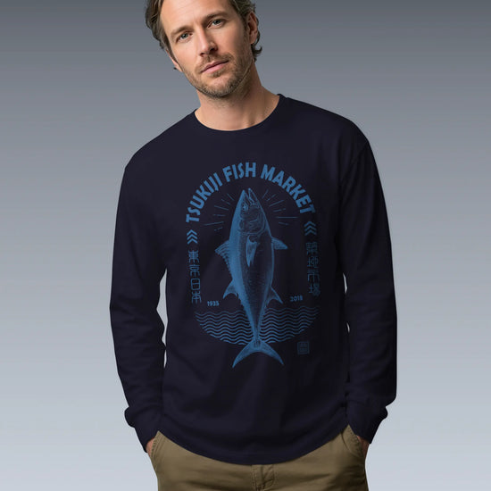 Tsukiji Tuna Market Vintage Unisex Long Sleeve Tee - Samurai Original