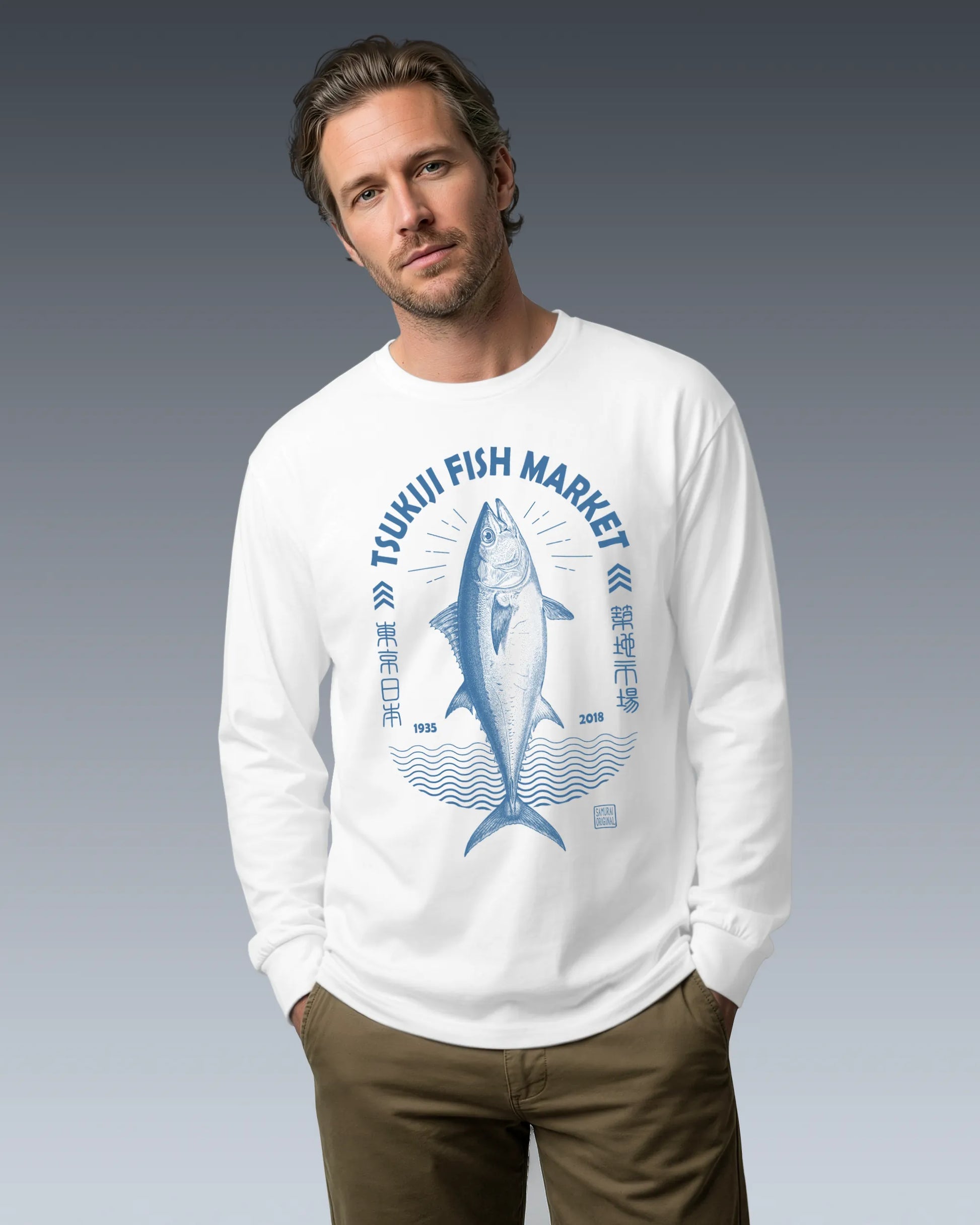 Tsukiji Tuna Market Vintage Unisex Long Sleeve Tee - Samurai Original