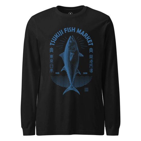 Tsukiji Tuna Market Vintage Unisex Long Sleeve Tee Black - Samurai Original