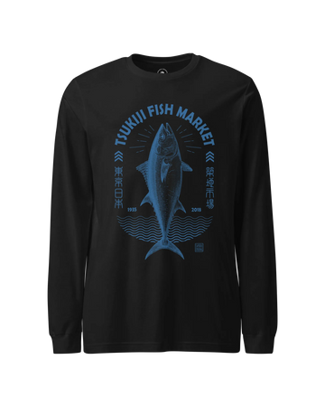 Tsukiji Tuna Market Vintage Unisex Long Sleeve Tee Black - Samurai Original