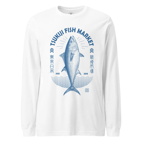Tsukiji Tuna Market Vintage Unisex Long Sleeve Tee White - Samurai Original