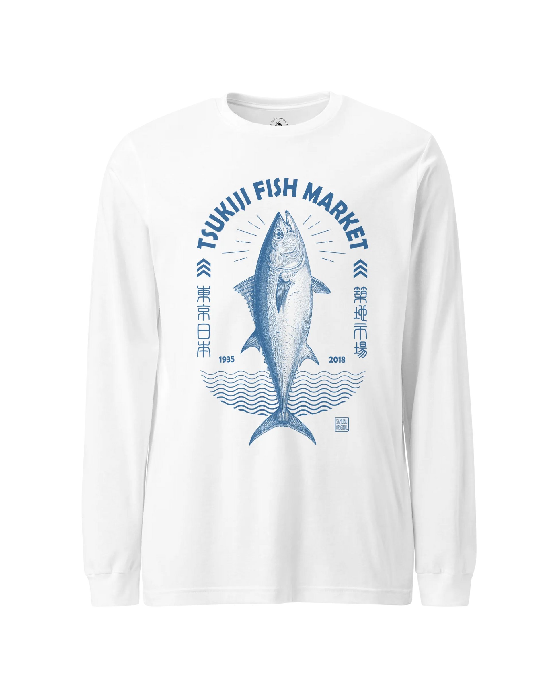 Tsukiji Tuna Market Vintage Unisex Long Sleeve Tee White - Samurai Original