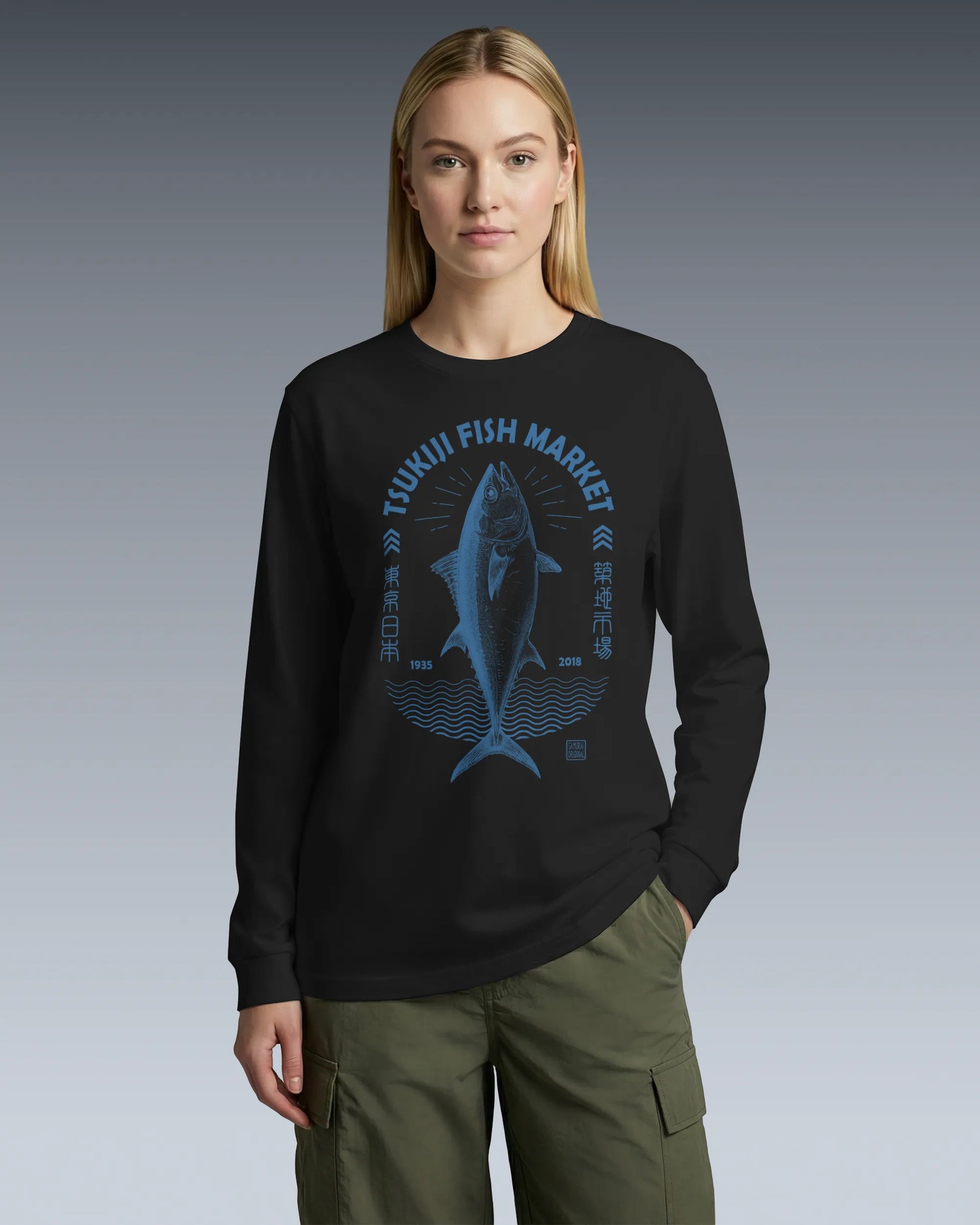 Tsukiji Tuna Market Vintage Unisex Long Sleeve Tee - Samurai Original