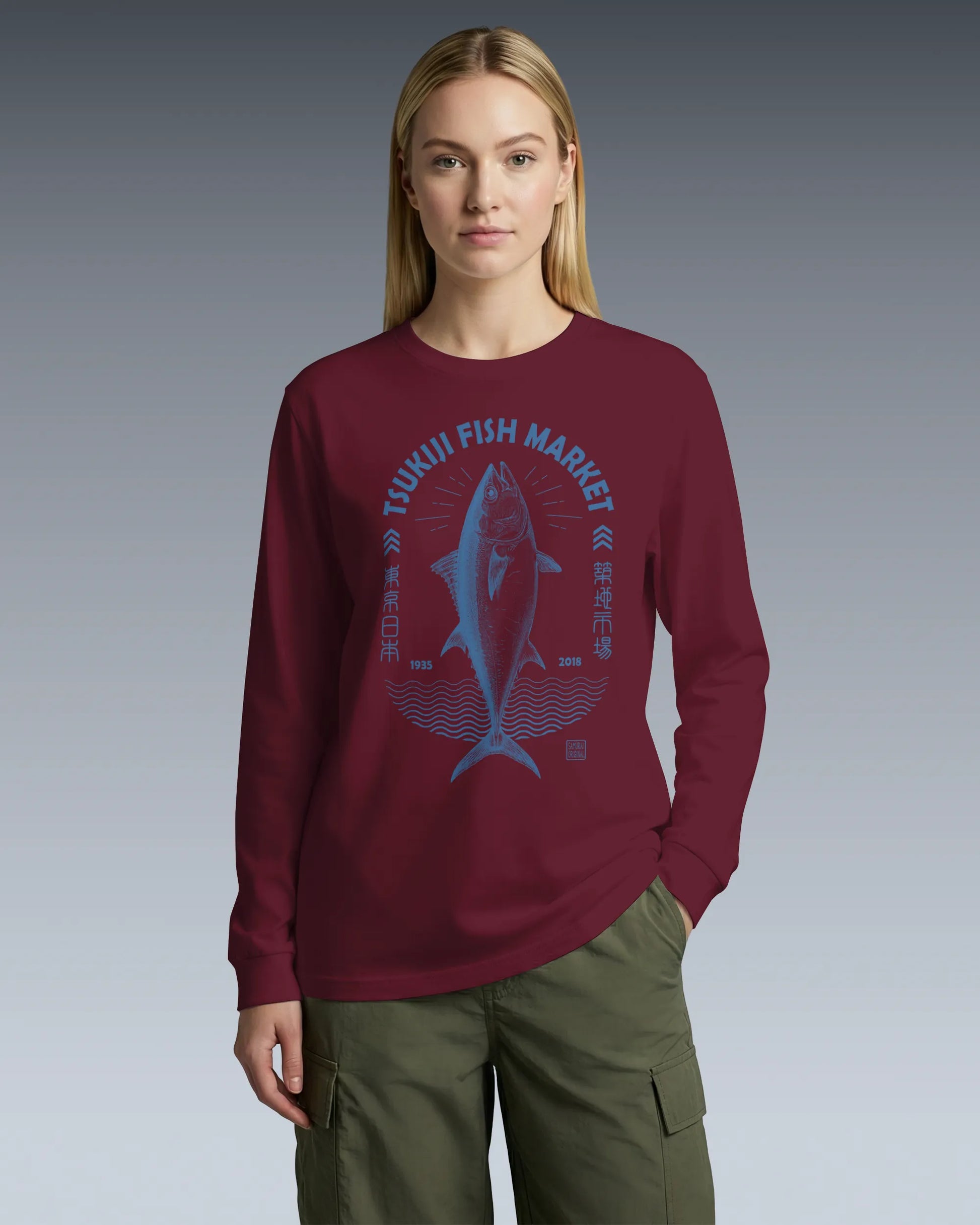 Tsukiji Tuna Market Vintage Unisex Long Sleeve Tee - Samurai Original