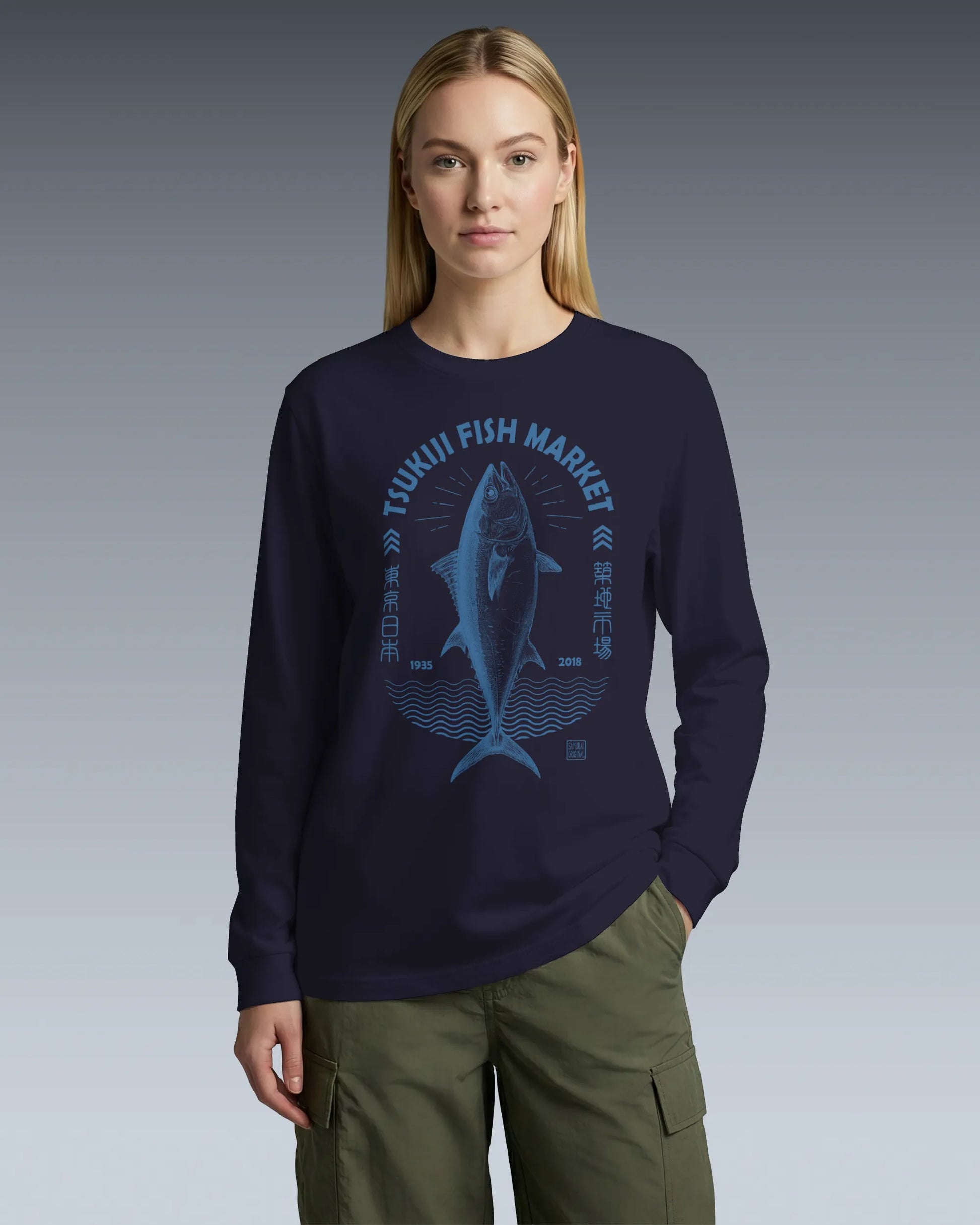 Tsukiji Tuna Market Vintage Unisex Long Sleeve Tee - Samurai Original