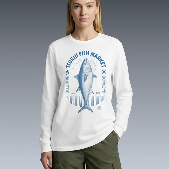 Tsukiji Tuna Market Vintage Unisex Long Sleeve Tee - Samurai Original