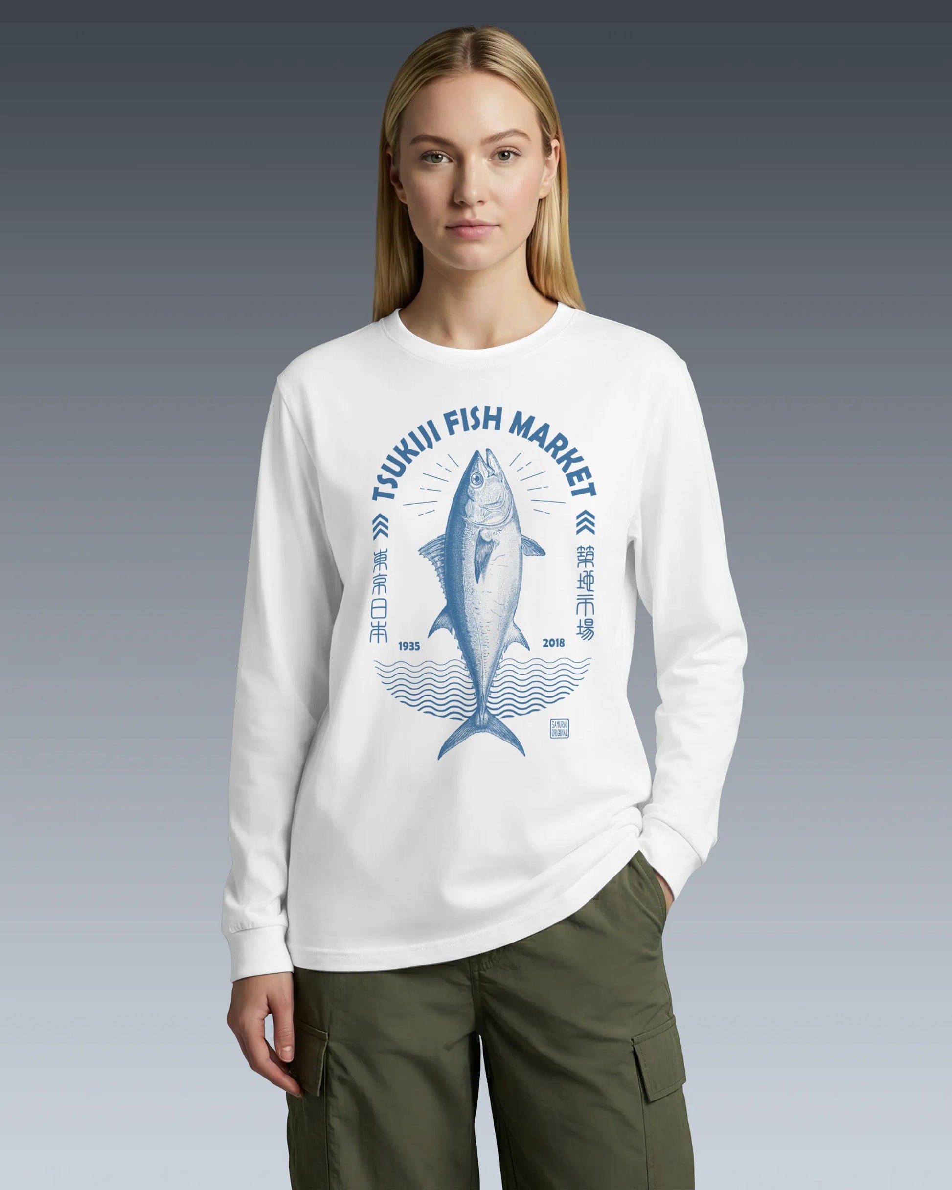 Tsukiji Tuna Market Vintage Unisex Long Sleeve Tee - Samurai Original