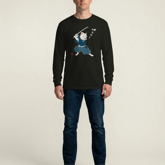 Westie Samurai Japanese Ukiyo-e Unisex Long Sleeve Tee - Samurai Original