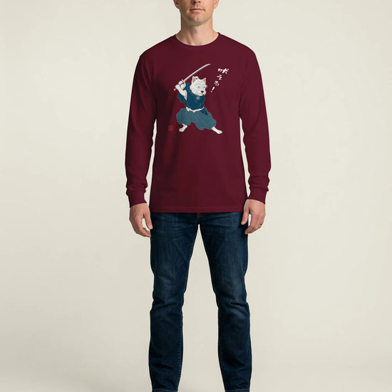 Westie Samurai Japanese Ukiyo-e Unisex Long Sleeve Tee - Samurai Original
