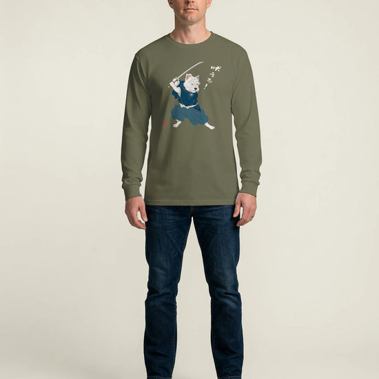 Westie Samurai Japanese Ukiyo-e Unisex Long Sleeve Tee - Samurai Original