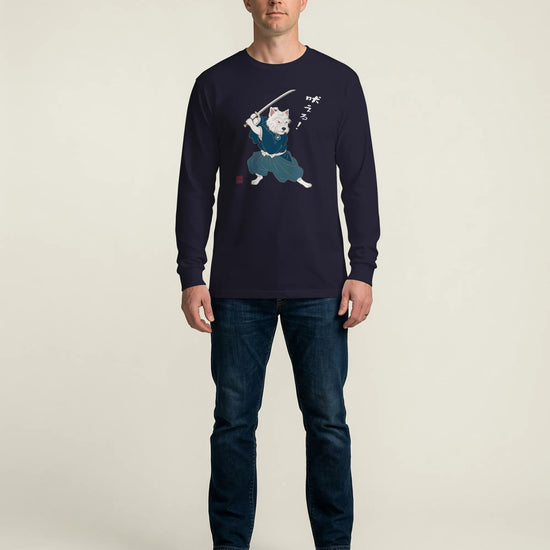 Westie Samurai Japanese Ukiyo-e Unisex Long Sleeve Tee - Samurai Original