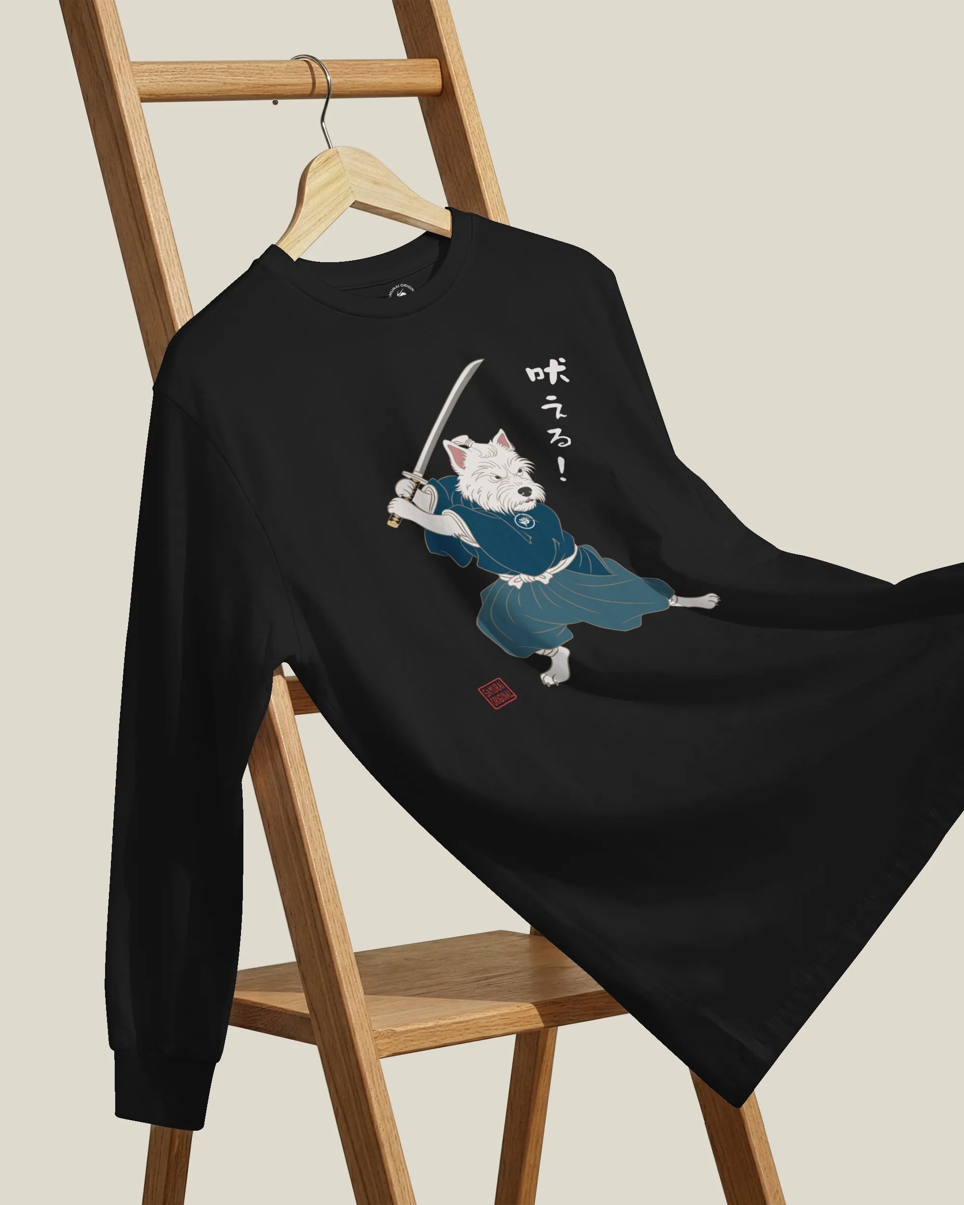 Westie Samurai Japanese Ukiyo-e Unisex Long Sleeve Tee - Samurai Original