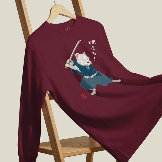 Westie Samurai Japanese Ukiyo-e Unisex Long Sleeve Tee - Samurai Original