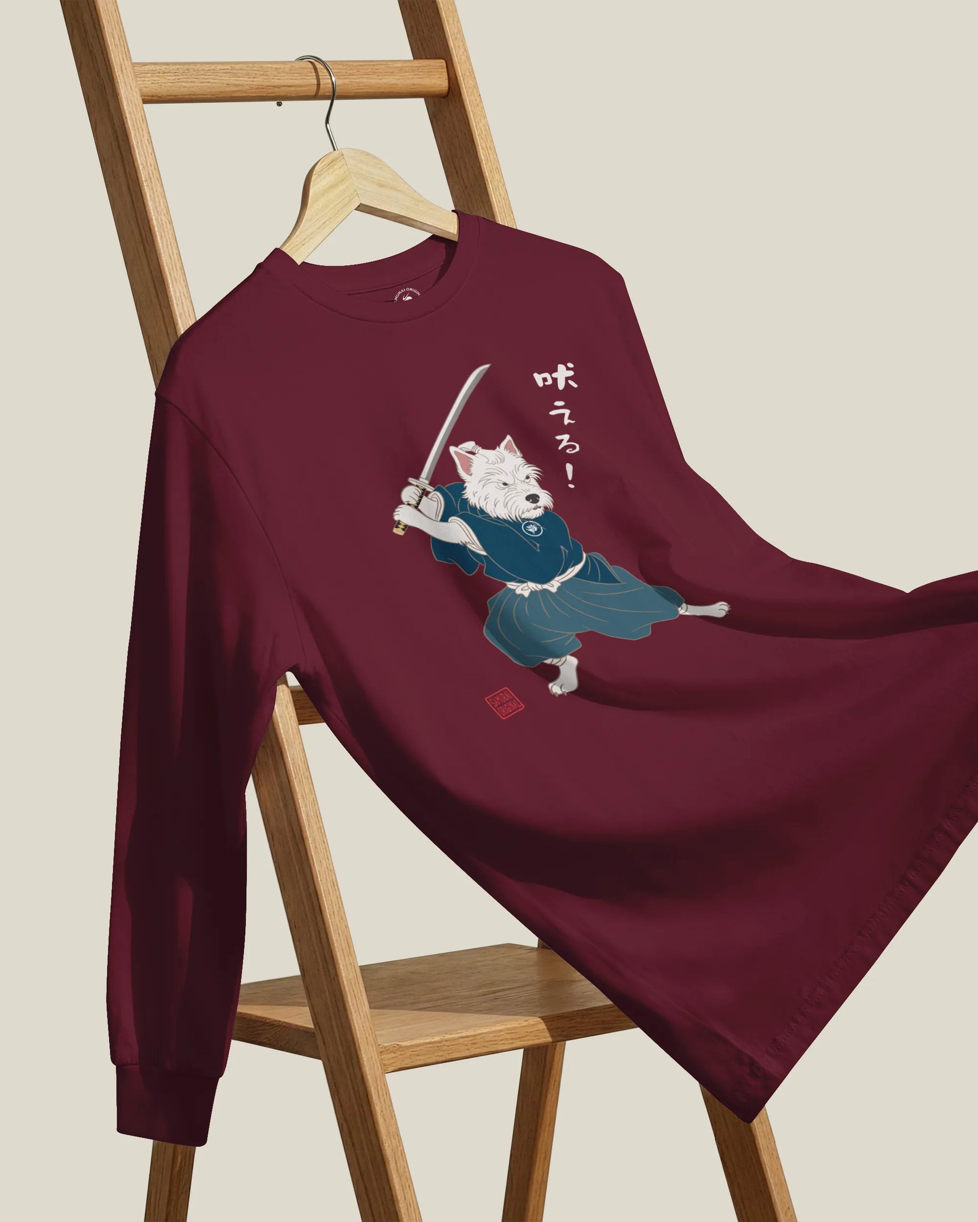 Westie Samurai Japanese Ukiyo-e Unisex Long Sleeve Tee - Samurai Original