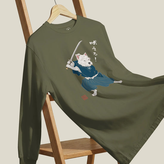 Westie Samurai Japanese Ukiyo-e Unisex Long Sleeve Tee - Samurai Original