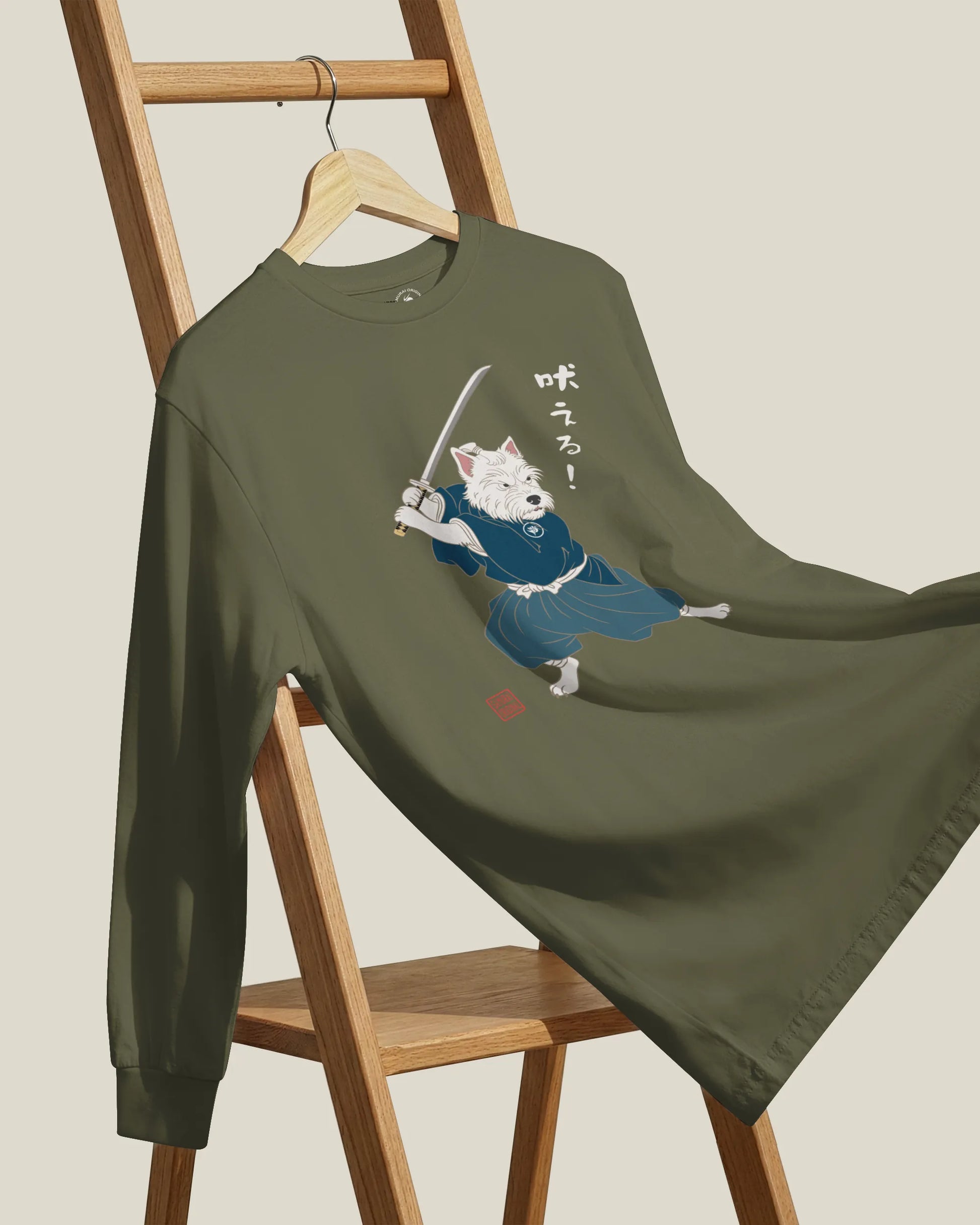 Westie Samurai Japanese Ukiyo-e Unisex Long Sleeve Tee - Samurai Original
